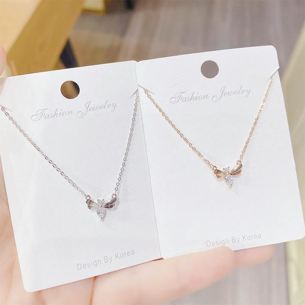 

chains micro inlaid zircon bee necklace for women 2021 fashion cute animal clavicle chain, Silver