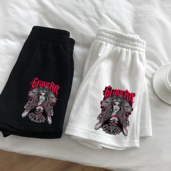 

shorts high waist goth print women rompers harajuku short black summer clothing, Black;white