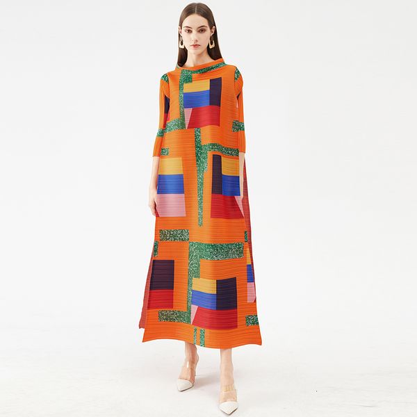 

casual dresses 2021 autumn winter pleated striped plaid dress plus size long high fashion vintage indie aesthetic clothes nr2f, Black;gray