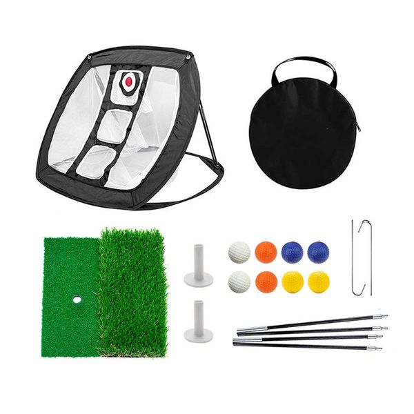

golf training aids backyard driving indoor outdoor chipping net set hitting mat balls collapsible foldable pitching cages portable