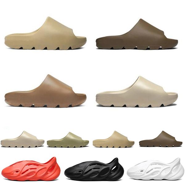 

beach slippers mens slide shoes foam runner bone resin earth brown soot triple black total orange white dark blue men women sneakers flip fl