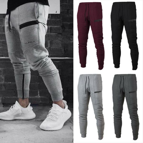 

active trousers gym slim fit women pants tracksuit bottoms sport drawstring sweatpants casual skinny joggers mens, Black