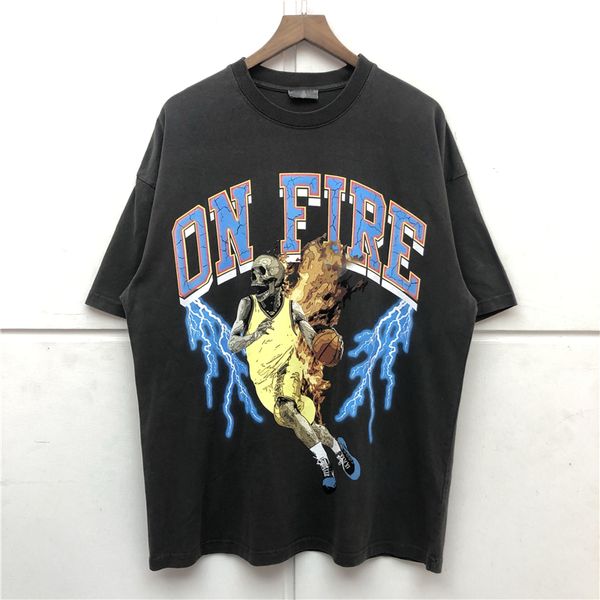 

vintage basketball print t shirt men women quality nice washed t-shirt clothing tee, White;black