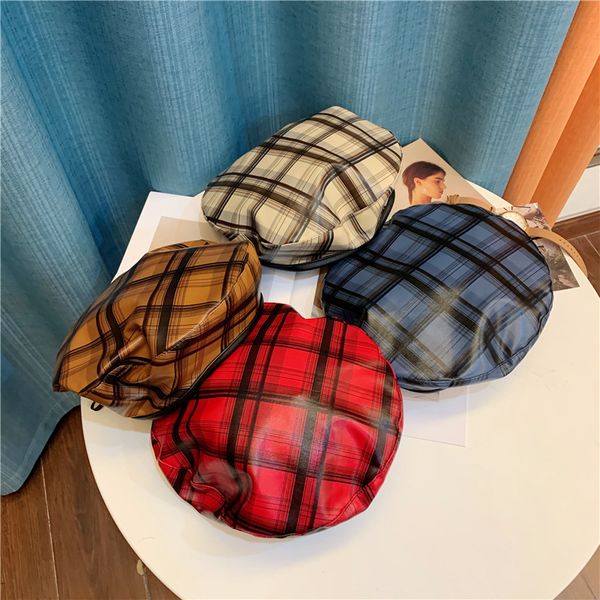 

new design push pu leather beret women's net, Blue;gray