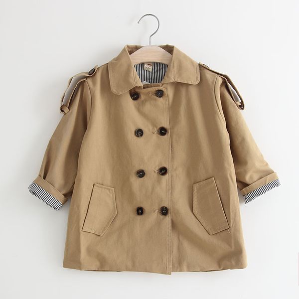 

babyboysandgirslfashionmediumlongjacket2021autumnchildrenscasualbritishdouble-breastedtrenchcoat3-8yearskids, Blue;gray