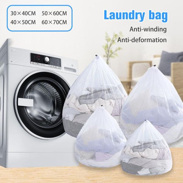 

large capacity mesh laundry wash bag clothing washing care protection net underwear coats curtain drawstring basket bags