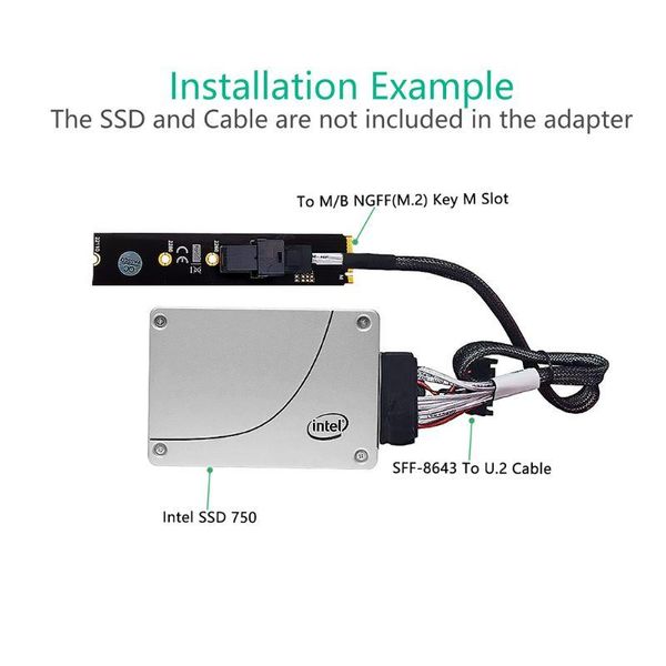 

computer cables & connectors m.2 module with mini-sas h d (sff-8643) 36-pin connector for u.2 sff-8639 nvme