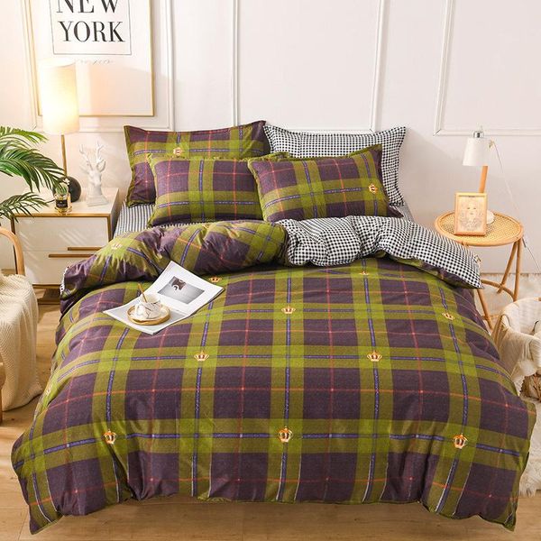 

bedding sets 1314aloe cotton four-piece skin-friendly sanded three-piece student dormitory single double bed sheet large quilt cover