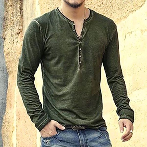 

men's t-shirts man long sleeve shirts v neck button on slim for shirt leisure solid color harajuku beach, White;black