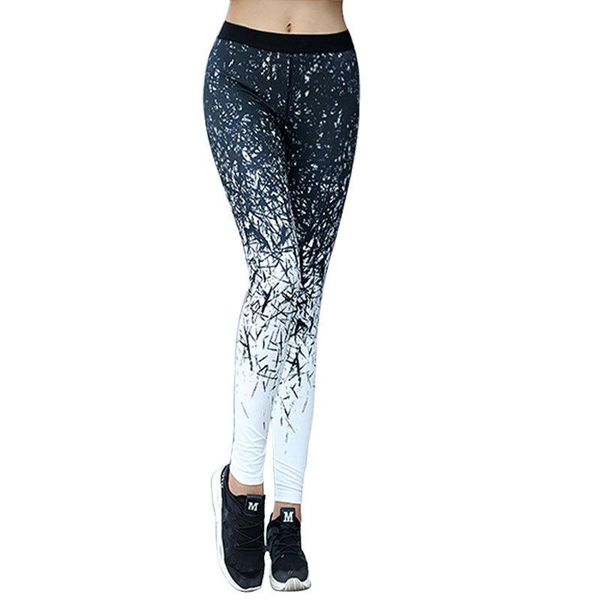 

women's leggings normov casual women fitness mid waist elastic push up print patchwork ankle length polyester, Black