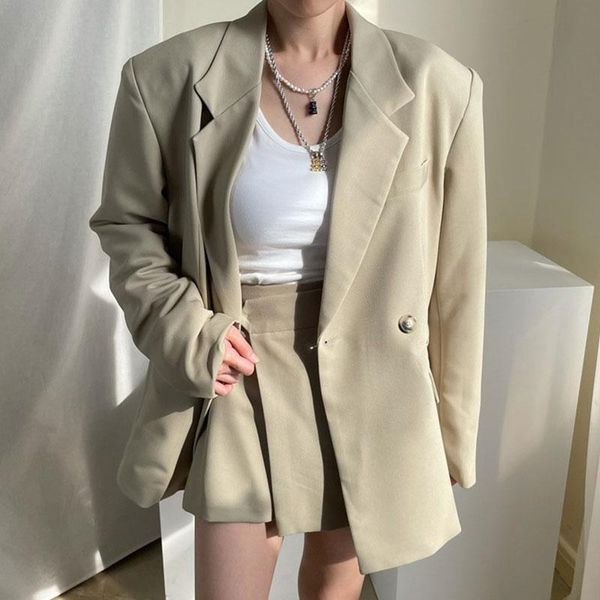 

women's suits & blazers korean ins style autumn chic casual blazer women single button back split suit jacket office lady elegant moda, White;black
