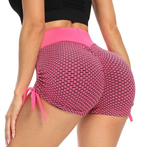 

pure color comfortable women's sports essential high-waist shorts exercise leggings women's compression yoga leggings running hip, White;red