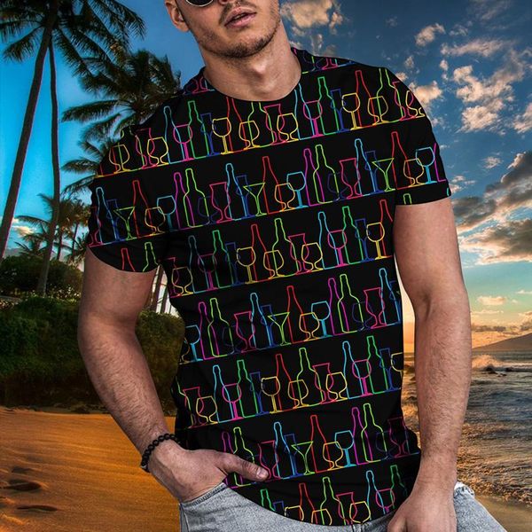 

men's t-shirts 3d printed hip-hop anime t shirts 2021 arrival wineglass series streetwear summer harajuku tshirts breathable, White;black