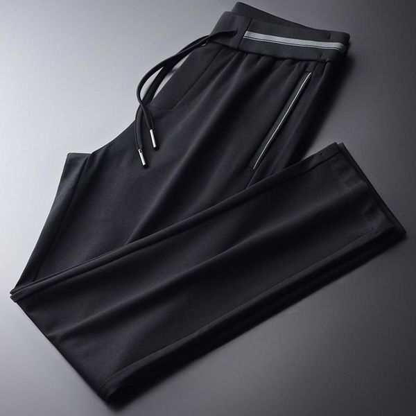 

classic autumn male pants rib contrast color casual men's trousers 4xl fashion slim fit black man