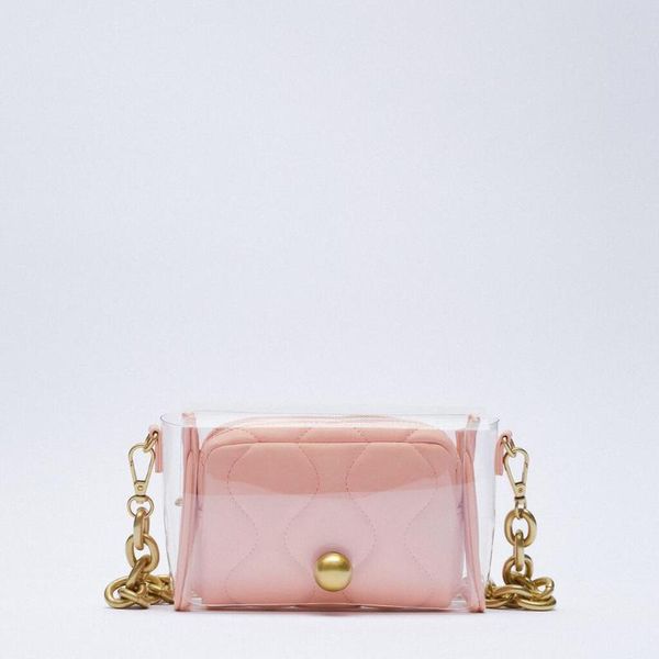 

evening bags for woman 2021 fashion ladies 2pcs crossbody purses and handbags clutch designer mini transparent jelly bag perspective