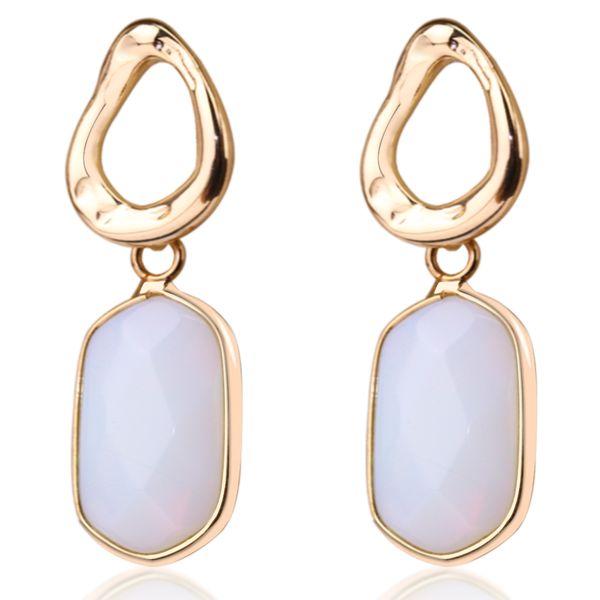 

copper pack rhomb opal stud dangle chandelier earrings, Silver