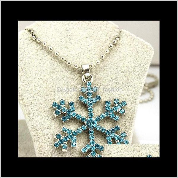 

necklaces & pendants jewelryrhinestone snowflake pendant statement crystal cartoon necklace for children kids movie ps0776 drop delivery 202, Silver