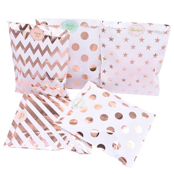 

gift wrap 25pcs/pack 18cm bags paper pouch rose gold safe birthday wedding party favors packing for guests