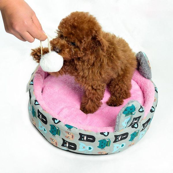 

cat beds & furniture pet kennel warm thick bed small dog round teddy four seasons universal