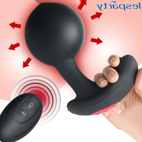 Enorme vibrador para homens inflação vibrador controle remoto sem fio masculino massagem butt plug prostate bloco sexual anal