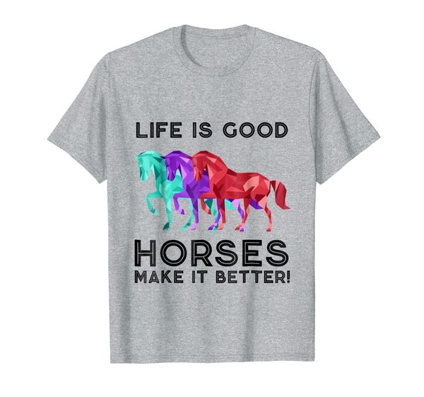 

life is good horse shirt, White;black