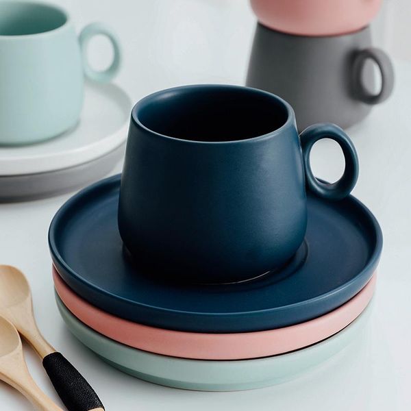 

270ml ceramic coffee cup set simple european style flower milk mugs