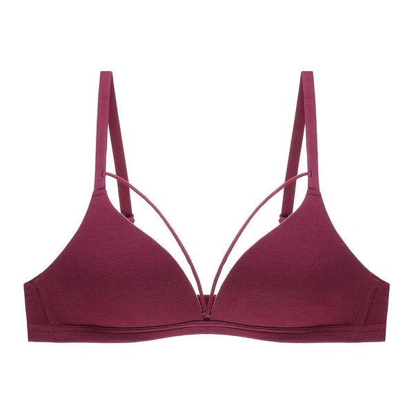 

1701 french light weight no steel ring girl mark gathered side closed comfortable single bra, Red;black