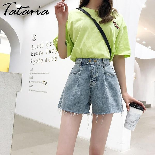 

summer women's denim shorts high waist ripped short jeans femme tassel lace up bandage pants for women 210514, White;black