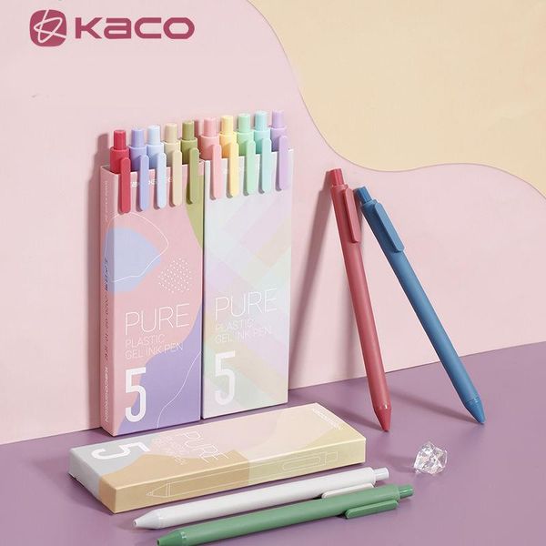 

gel pens kaco retro retractable colored pen set 0.5mm classic/macaron smooth ink rollerball sign school stationery