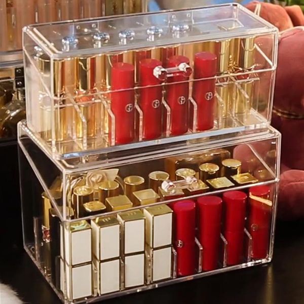 

bathroom storage & organization lipstick organizer multiple grid acrylic transparent makeup organizers box nail drill polish cosmetic boxes
