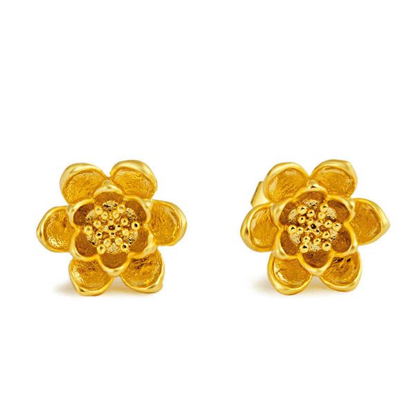 

women's flowers 24k gold plated stud earrings njge110 fashion wedding gift women yellow gold plate jewelry earring, Golden;silver
