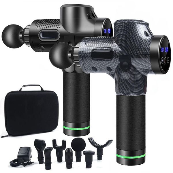 

massage gun 7 heads lcd touch 30 speed high frequency muscle relax body relaxation electric massager therapy