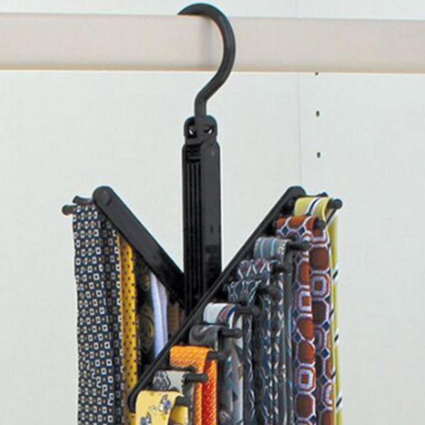 

hooks & rails 360 degree rotating folding rack 20 tie closet organizer neck ties necktie belt scarves clothing holder hanger