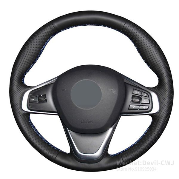 

diy hand-stitched black soft suede & leather car steering wheel cover for bmw 225xe 218i 220i car accessories auto parts