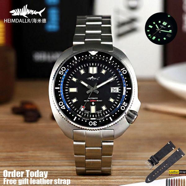 

watch [official monopoly]heimdallr men's retro mechanical diver's abalone sapphire nh35a automatic movement tuna 200m waterproof, Slivery;brown