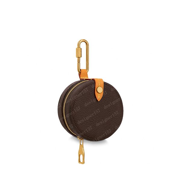 

2021 coin purse round case women wallet womens wallets brown flower leather mini 68524 with dust bag & box 8x8x4cm #lrc-01, Red;black