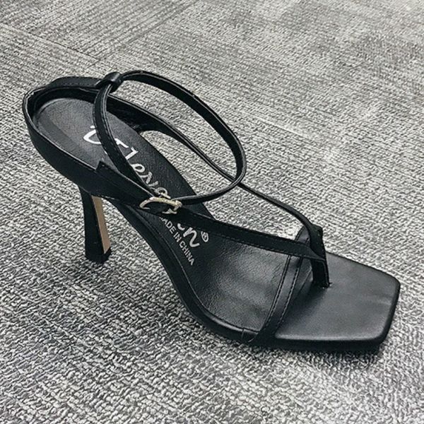 

dress shoes ltarta summer fashion high-heeled cross strap hollow women's square toe catwalk buckle sandals zl-802 0uak, Black