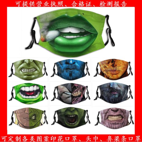 

custom logo 3d printed personalized cotton funny expression dustproof mask