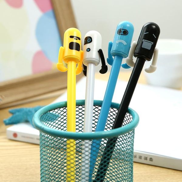 

gel pens 4pcs / lot , 0.5mm black cartoon robot pen for school kids writing supplies