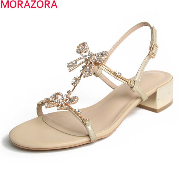 

morazora summer women sandals sweet party casual shoes med heels round toe fashion sandals for woman 210506, Black