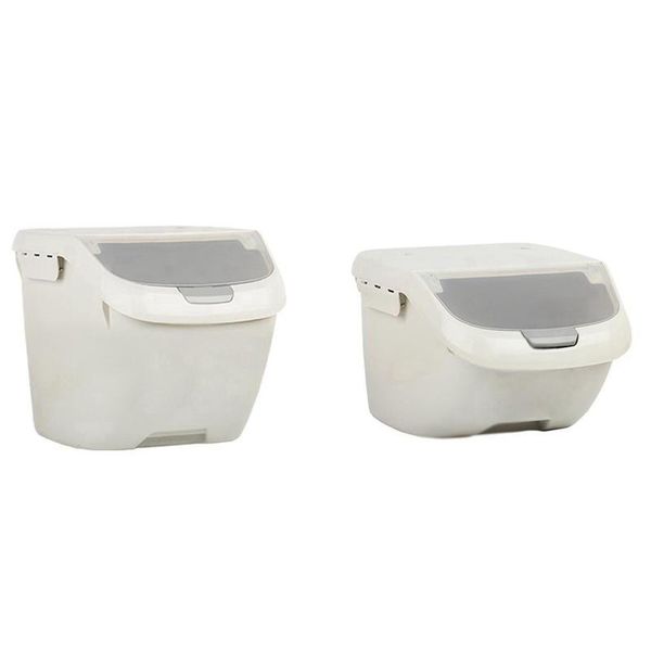 

storage bottles & jars 2x 10kg rice box sealed moisture-proof large capacity grain flour container gray-m 6kg s