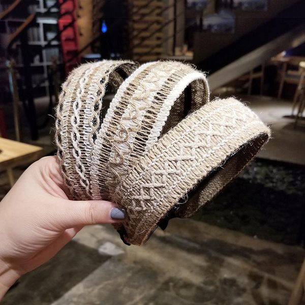 

bohemian holiday style fabric handmade material 2021 hairband south korea dongdaemun pressure hair accessories, Slivery;white