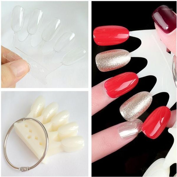 

50pcs crown shape artificial fake nails acrylic display nail tool diy salon manicure palette for practice1, Red;gold