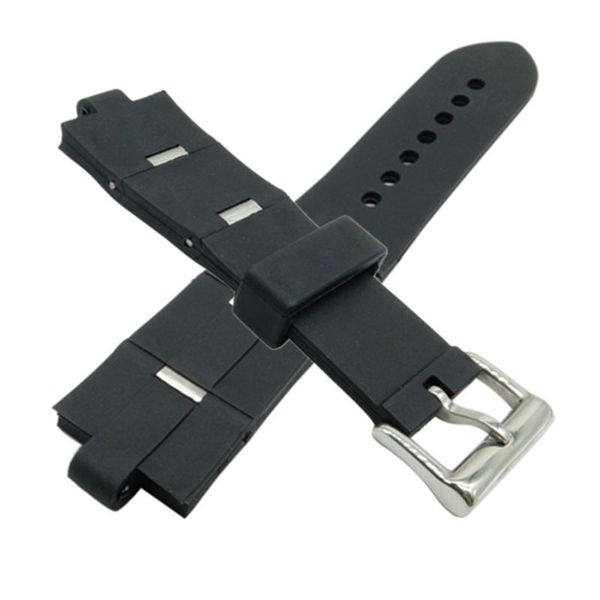 

watch bands silicone barcelet accessories band for bvl dp42c14svdgmt convex 24x8mm 22 x 8mm rubber strap men women, Black;brown