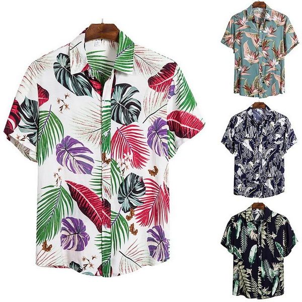 

men's casual shirts mens hawaiian shirt fashion button hawaii print beach short sleeve quick dry blouse s-xxxl 2021, White;black