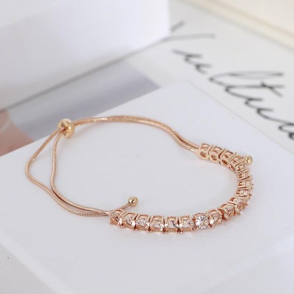

bangle shining single row zircon simple pull bean type adjustable bracelet, Black