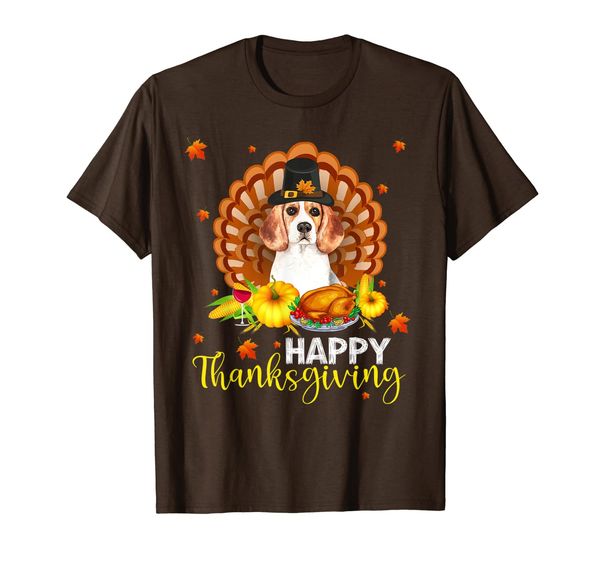 

happy thanksgiving beagle turkey t-shirt, White;black