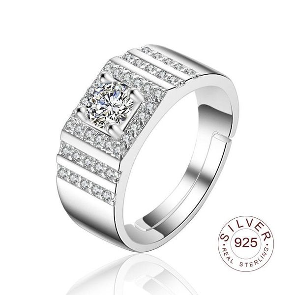 

cluster rings geometric square shape 925 sterling silver jewelry crystals zircon fine ring for women girl party gift, Golden;silver