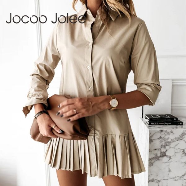 

women spring long sleeve shirt dress casual turn down collar pleated mini office lady single-breasted short 210428, Black;gray