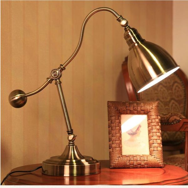 

table lamps american style lamp antique bronze long arm folding study bedroom reading eye protection desk